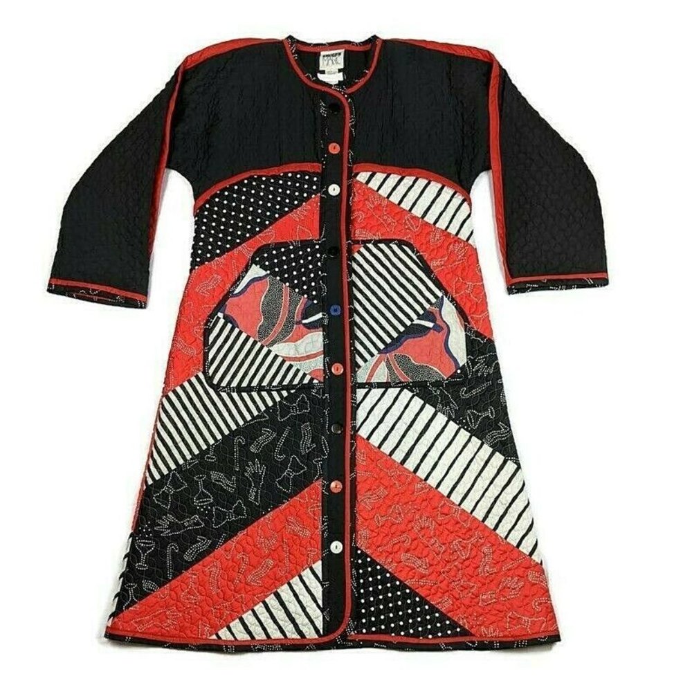 Jeanne Marc Long Quilted Coat Duster Vintage